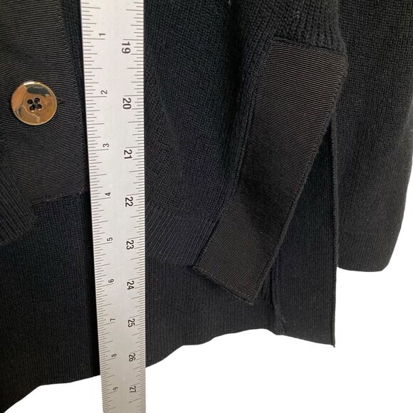 Gretchen Scott Womens XS Black Sweater Cardigan Gold Buttons Side Slits HiLo Hem - Picture 6 of 12